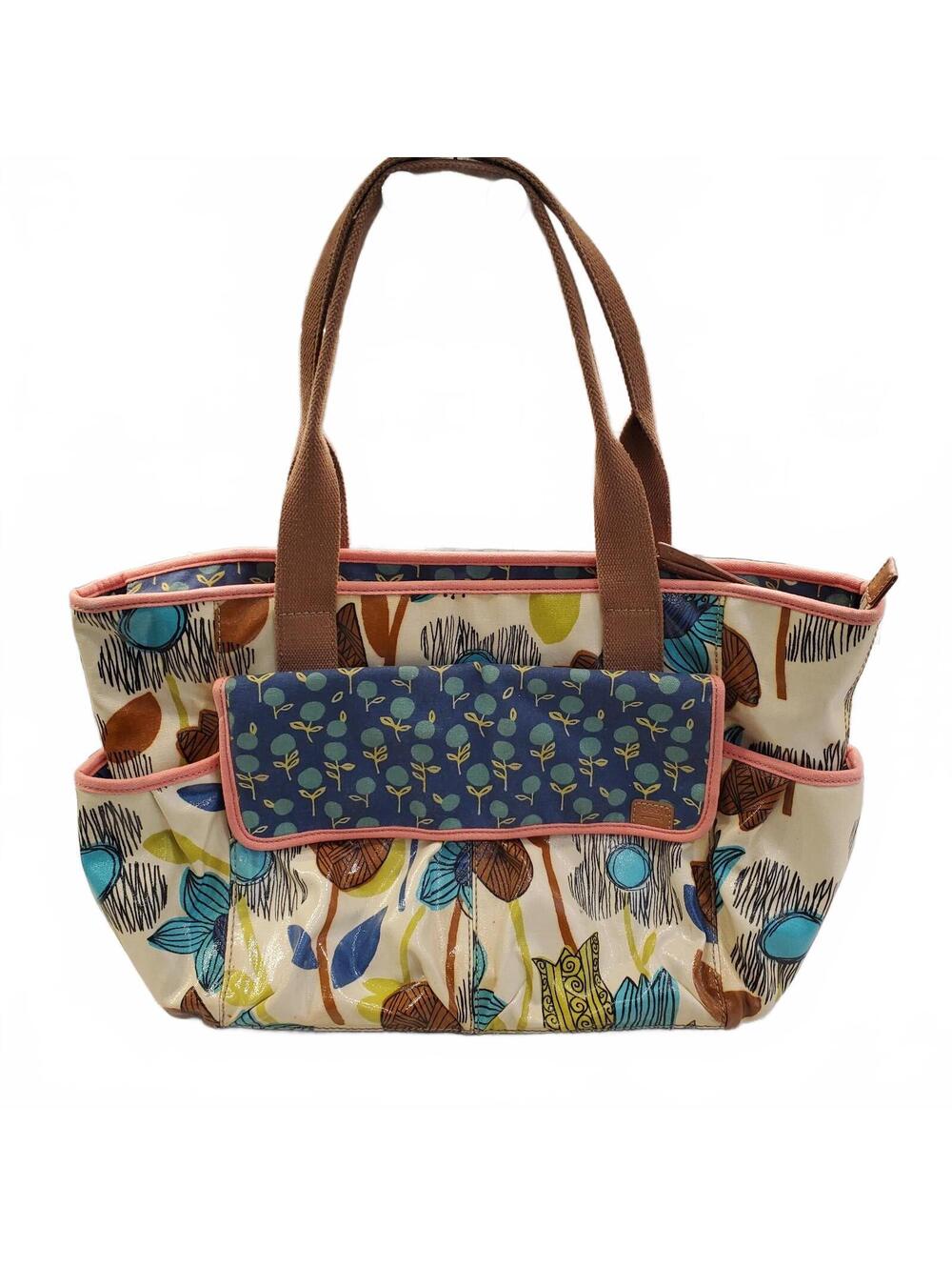 Fossil Floral Print Key Per Coated Canvas Tote Diaper Bag